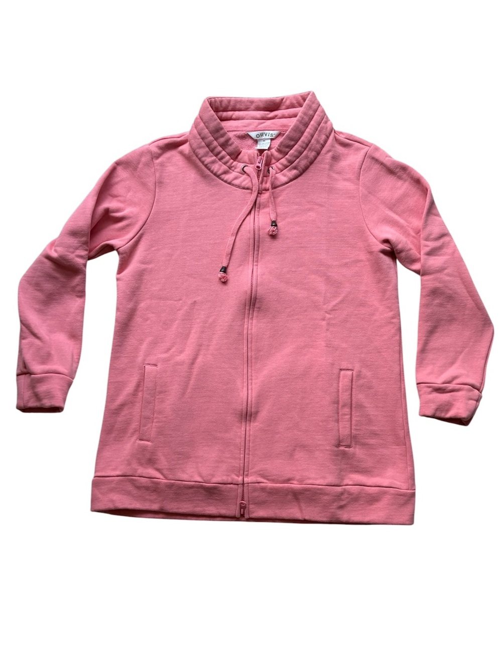 Orvis Women's Pink Mock Neck Full Zip Swestshirt Jacket Size Medium